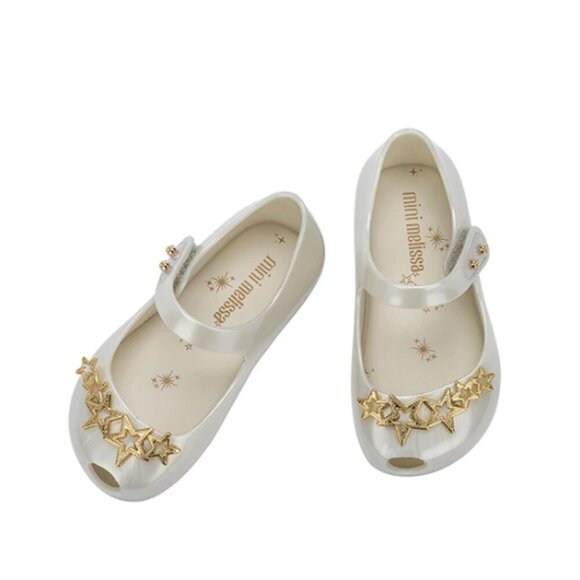 Mini Melissa Ultrigirl Stars BB Shoe White Girly Children's Ballet Flat Size 10 - Picture 2 of 6